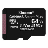 Memoria Micro Sd 64gb Kingston Select Plus + Adaptador 