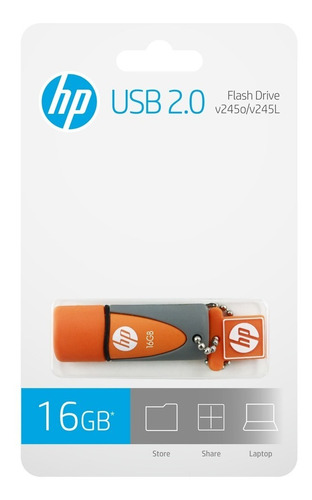 Hp Usb V245o(naranja) 16gb Goma