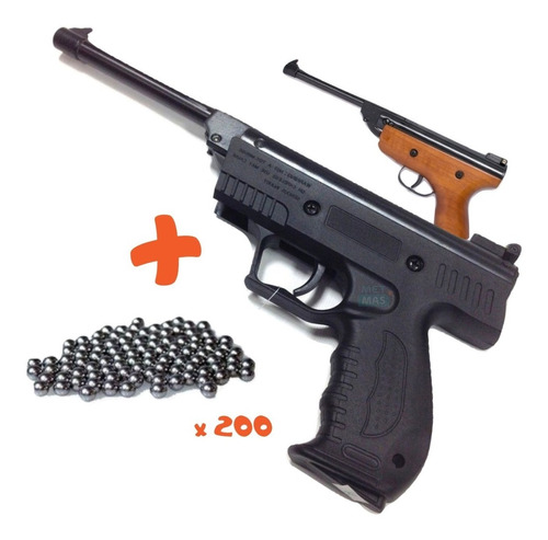 Pistola Aire Comprimido Calibre 5.5 Mm + 200 Balines !!