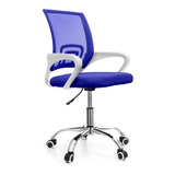 Cadeira De Escritório Base Cromada Fortt Lisboa Azul-csf02-a Cor Azul Material Do Estofamento Tecido/mesh