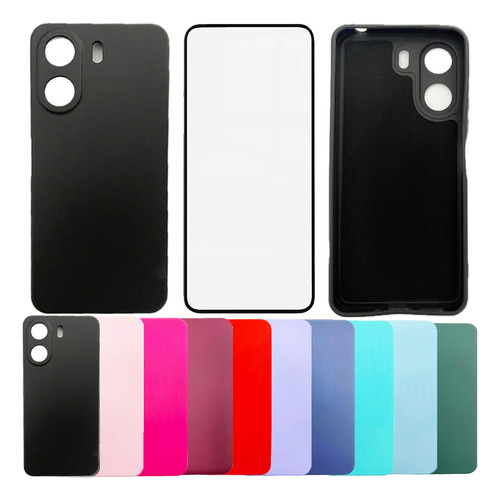 Película 3d + Capa Silicone Veludo Para S23 Fe / Redmi 13c