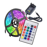 Fita De Led 5m Rgb / Muda De Cor Com Controle E Fonte 12v