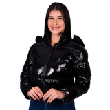 Jaqueta Feminina Curta Puffer Metalizada C/pelúcia Inverno