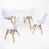 Mesa Eiffel Redonda 120cm + 4 Cadeiras Eames Elegância Retrô