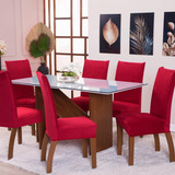 Capa Para Cadeira De Jantar 8 Unidades Suede Luxo - Vermelho