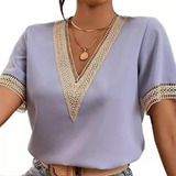 Blusa Moda Casual Mujer Suelto Elegante Manga Corta Oficina