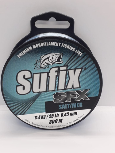 Linea Sufix Salt 25lb 300m Monofilamento Agua Salada Pesca Color Azul