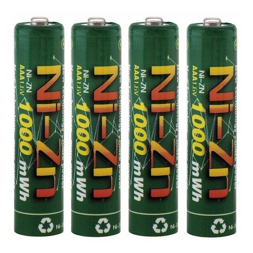 4 Pilhas Recarregaveis Aaa 1,6v 1000 Mwh Nizn