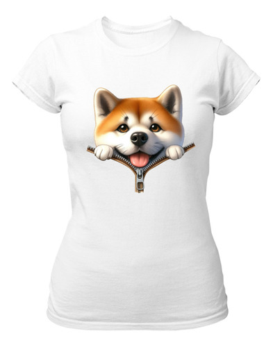 Camiseta Baby Look Shiba Inu No Ziper