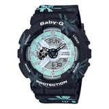 Reloj Baby-g Ba-110cf-1adr Resina Mujer 100% Original Color De La Correa Negro Color Del Fondo Azul