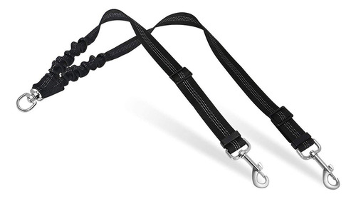 Correa Doble Para Perro Gadnic Gancho Giratorio 45 A 60 Cm Color Negro