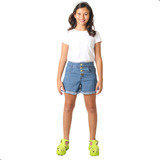 Short Bermuda Jeans Lycra Feminino Menina Infantil Juvenil