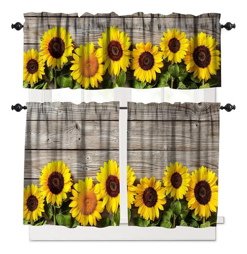 Niveles De Cortina De Cocina De Girasol Y Juegos De Cortinas