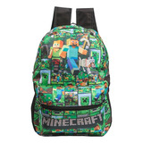 Mochila Escolar Bolsa Minecraft Creeper Jogo Grande Costa Cor Verde Desenho Do Tecido Liso