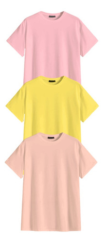 Playeras Oversize Colores Pastel Conjuntos 3 U Algodón Suave