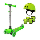 Scooter Infantil Yglider Con Luz Casco Coderas Y Rodilleras