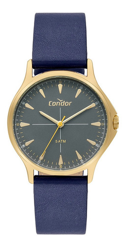 Relógio Condor Masculino Dourado Pulseira De Couro