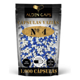 1.000 Cápsulas Vazias De Gelatina Azul E Branca Nº 4 (100mg)