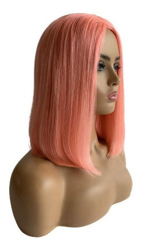 Peluca De Cabello Humano Corta Estilo Bob Rosa, 14 