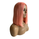 Peluca De Cabello Humano Corta Estilo Bob Rosa, 14 