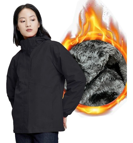 Chaqueta Corta Viento Térmica Impermeable Con Forro Mujer