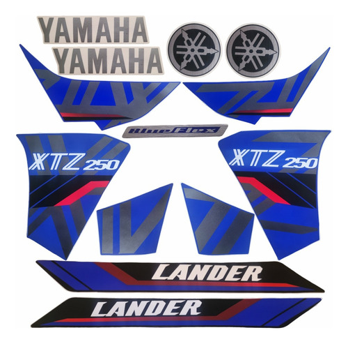 Kit Adesivos Xtz 250 Lander 2020 Azul Branca Preta 