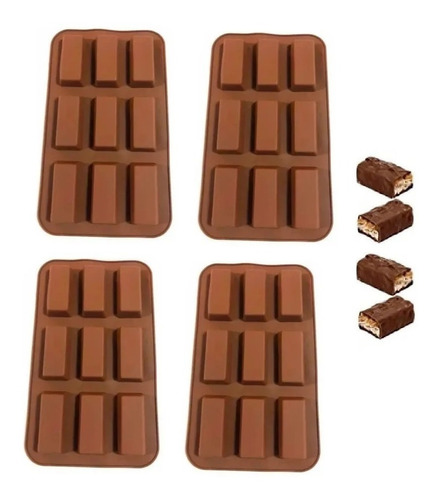 4 Moldes Silicona  Chocolate Molde De Silicona Barra Cereal