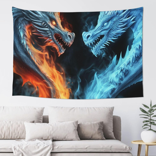 Adanti Ice And Fire Dragons Print Tapestry Decorative Wall .