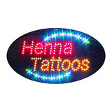 Letrero Led Henna Tattoo, Tienda Tatuajes, Piercing