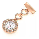 Reloj Broche Enfermera Doctora Corazon Pedreria Oro Rosado