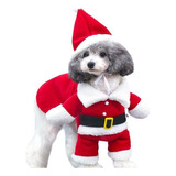 B Disfraz De Navidad De Mascota Traje De Papá Noel Con Capa