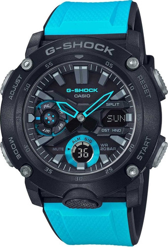 Relógio Casio G-shock Masculino Anadigi Azul Ga-2000-1a2dr