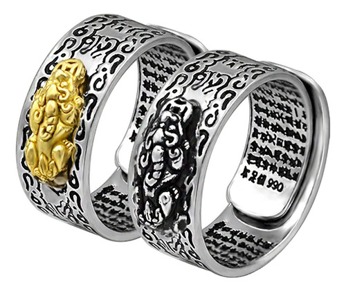 2 Anillos Pixiu Feng Shui Suerte Riqueza Budista Joya Unisex