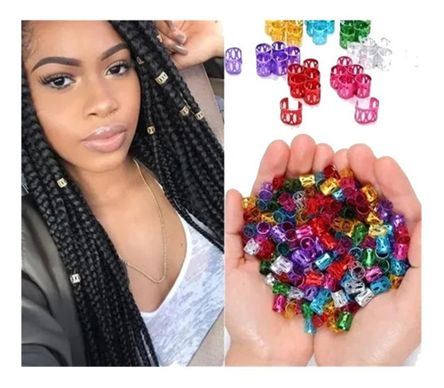 48 Anillos Cuffs Adornos Trenzas Africanas Rastas Multicolor