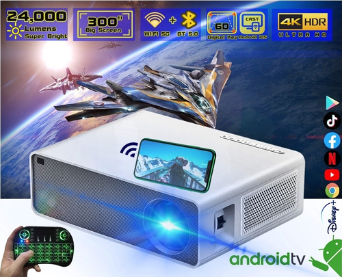Proyector Led Premium 24000 Lumen Android Tv Wifi Bt 4k Hdr