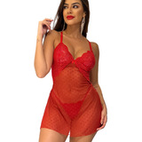 Camisola Sexy Feminina Delicada Sensual Renda C/ Calcinha