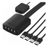 Conmutador Usb 2.0 Sabrent Para 4 Computadoras Y