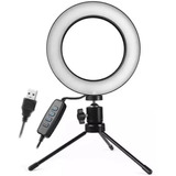 Iluminador De Led Com Tripe Ring Light Usb 16cm 3500k 5500k 