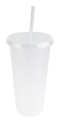 Vaso De Plástico Con Tapa Y Popote 24 Oz | Paquete 10 Vasos