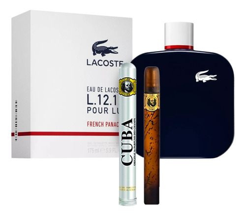 Lacoste French Panache 175ml Caballero+perfume Cuba 35ml