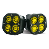 Par Faro 4 Led Cuadrado 3 Pulgadas Luz Amarillo Fijo Estrobo