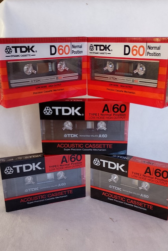 5 Fitas Cassetes Tdk Lacradas ( 2 D60 E 3 A60 ) Ferro Tipo 1