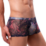 Calzon Bóxer Sexy Transparente De Hombre Flores Transpirable