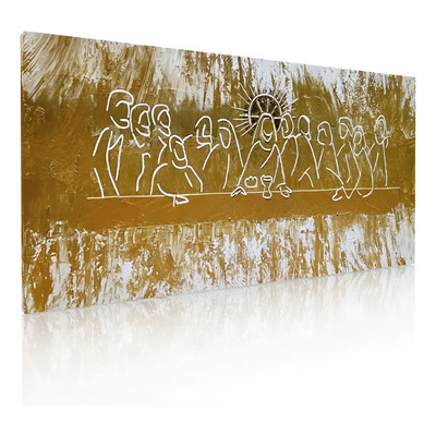 Cuadro Decorativo Abstracto Canvas Ultima Cena Sagrada Oro Color Multicolor | Meses sin interés