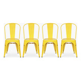 Pack 4 Sillas Tolix Asiento Metal Amarillo Form