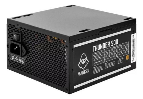 Fonte Mancer Thunder 500w, 80 Plus Bronze, Mcr-thr500-blo1-o