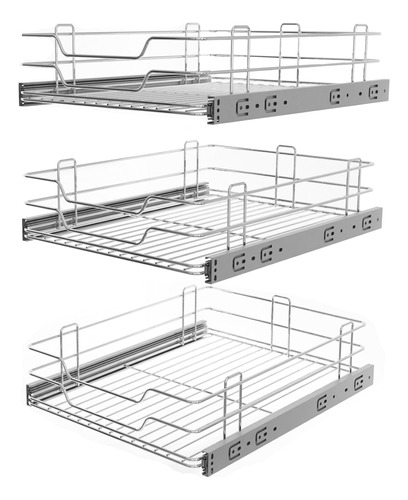 Kit Gaveta Fruteira 370mm Aramada Cromada P/mód.40cm 3 Unid 