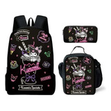 Mochila Kuromi, Set Escolar Mochila Lonchera Y Estuche 