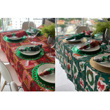 Toalha De Mesa Estampada 2.00 X 1.40 Oxford 6 Cadeiras Natal