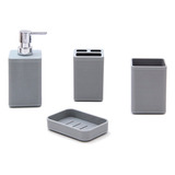 Set De Baño Jabonera Dispenser Vaso Porta Cepillos Plástico